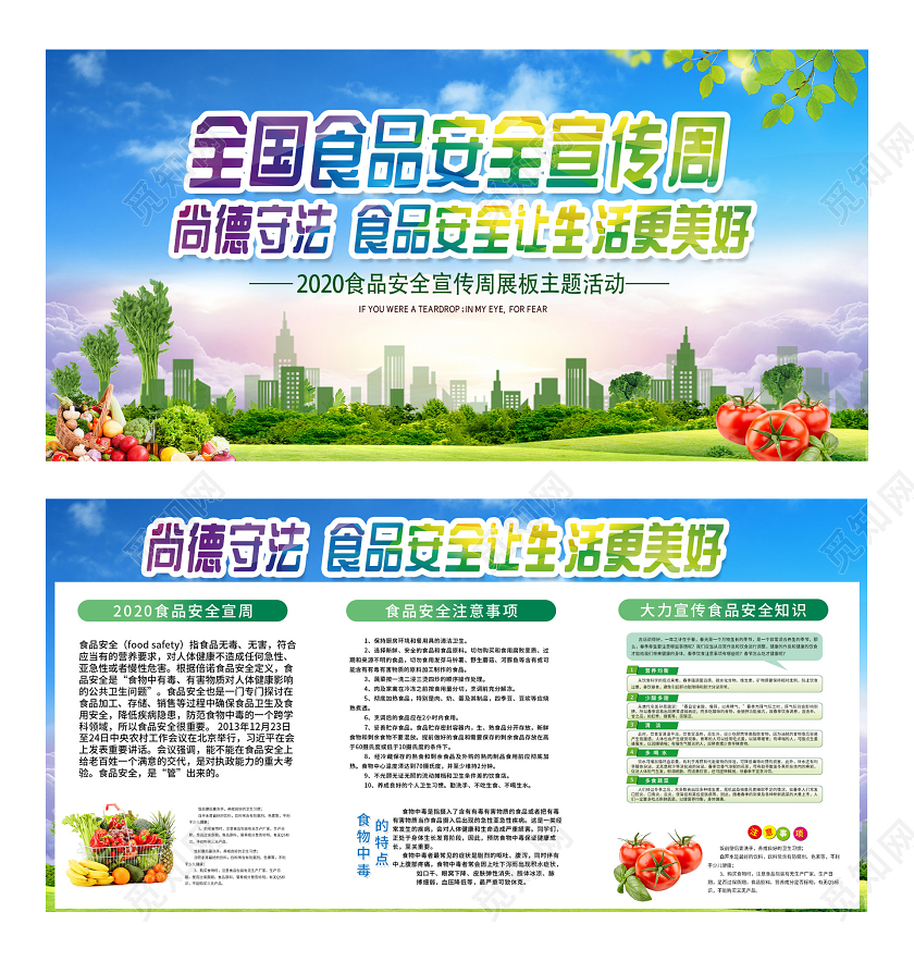 蓝色大气全国食品安全宣传周展板