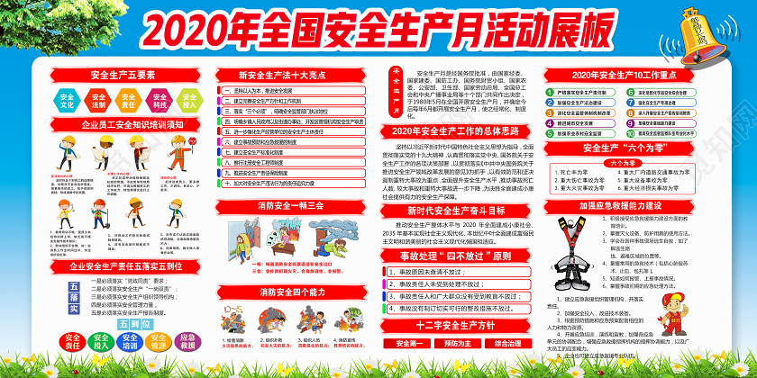 蓝色简约2020年全国安全生产月活动展板