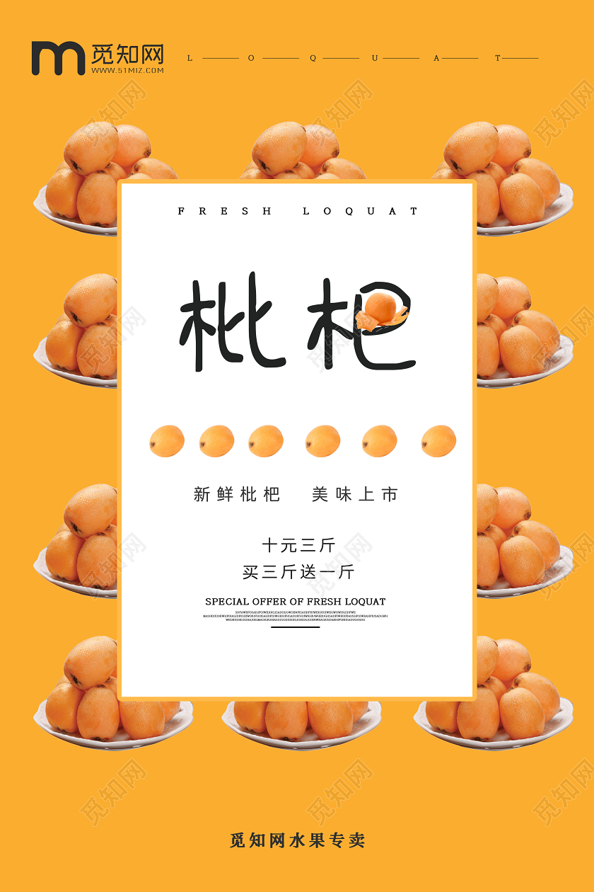 夏季水果枇杷海报