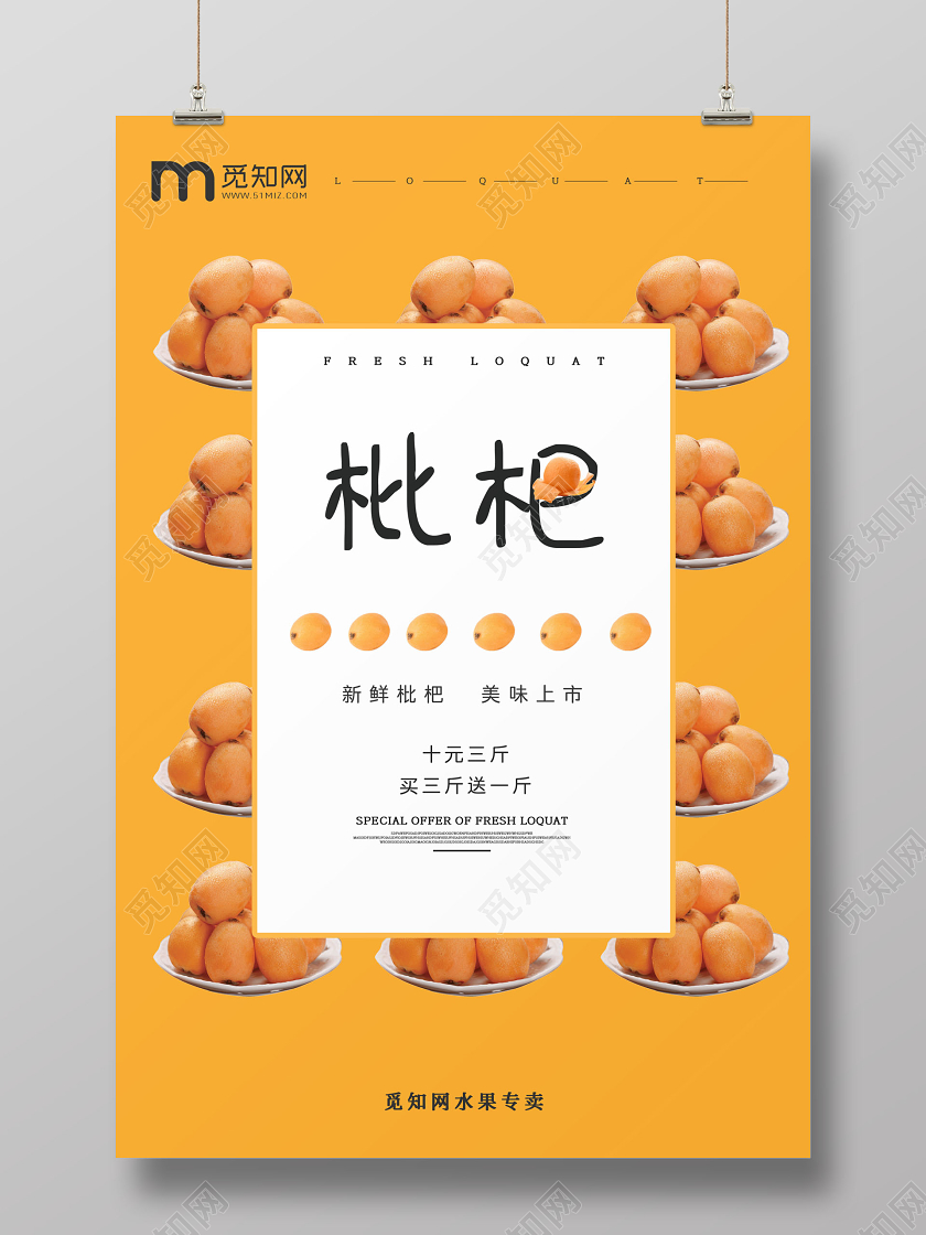 夏季水果枇杷海报