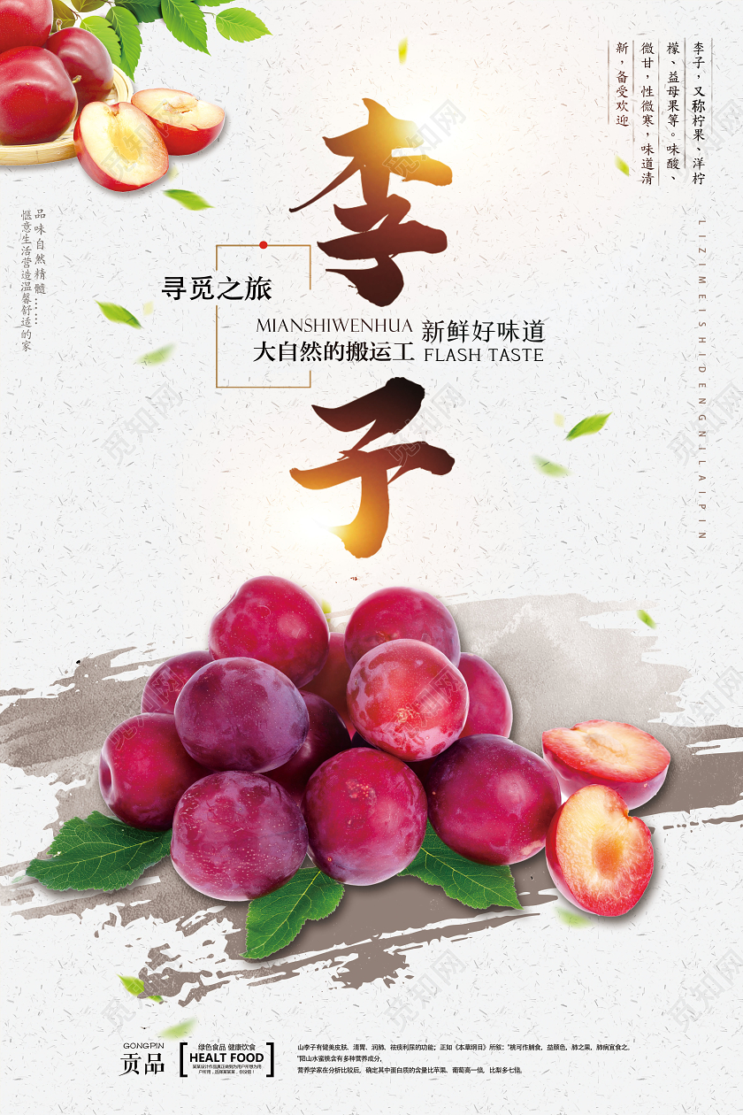 中国风夏季水果李子海报