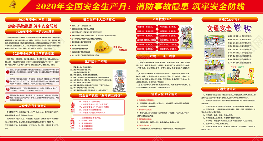 2020年全国安全生产月展板安全教育工地四折页宣传单