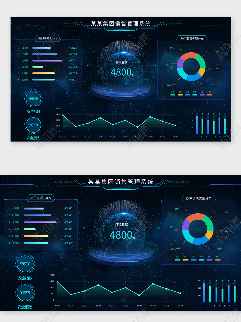 商务科技蓝色集团销售管理系统大数据可视化界面WEB大数据界面WEB大数据界面可视化