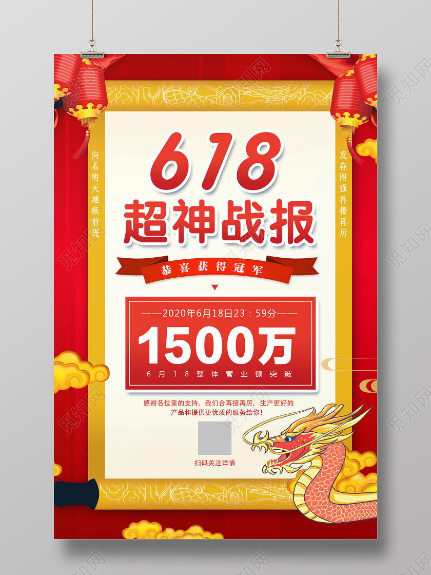 618年中大促超神战报618销售战报喜报海报