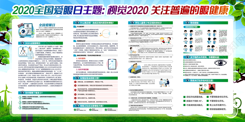 简约大气2020全国爱眼日主题宣传展板