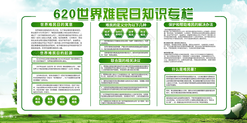 620世界难民日关爱难民不分种族宣传双面展板