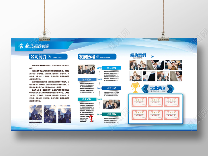 蓝色简约企业简介企业文化文化展板设计企业文化
