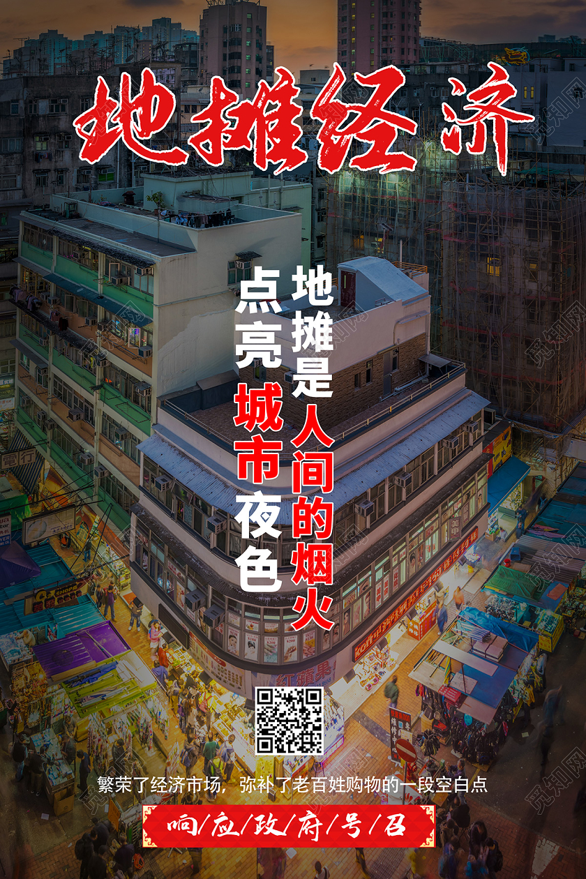 2020地摊经济点亮城市夜色响应国家号召展板