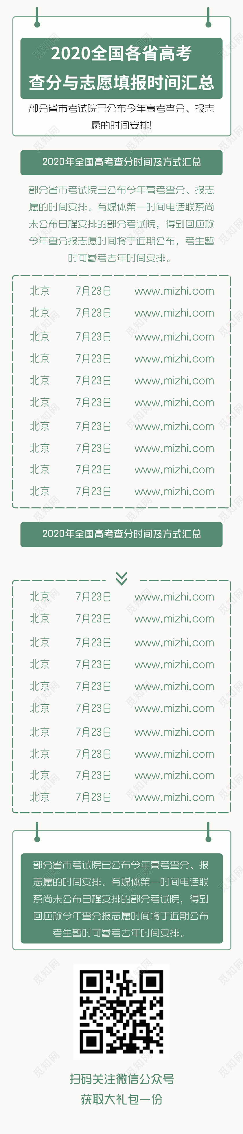 2020全国各省高考查分与志愿填报时间总汇长图高考志愿填报