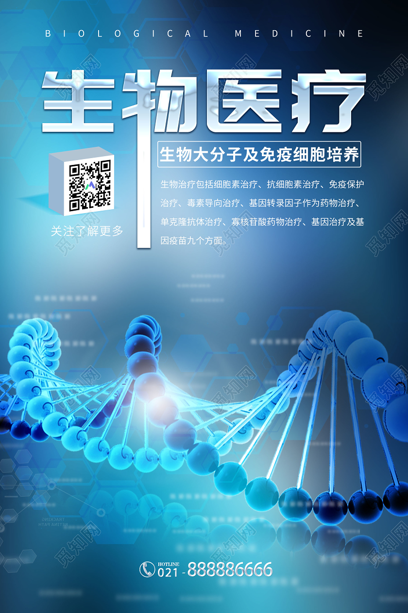 蓝色大气生物科技医疗DNA宣传海报