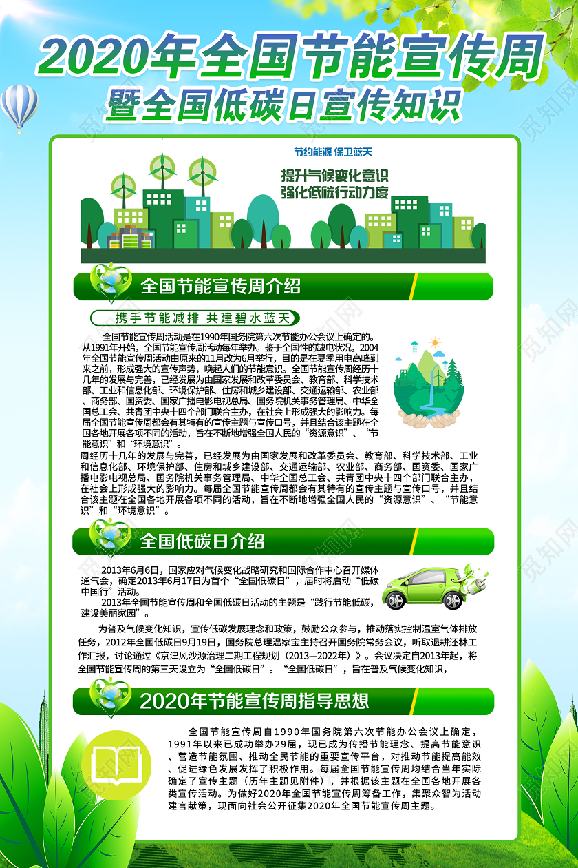 2020年绿色发展节能先行全国低碳日节能宣传周海报