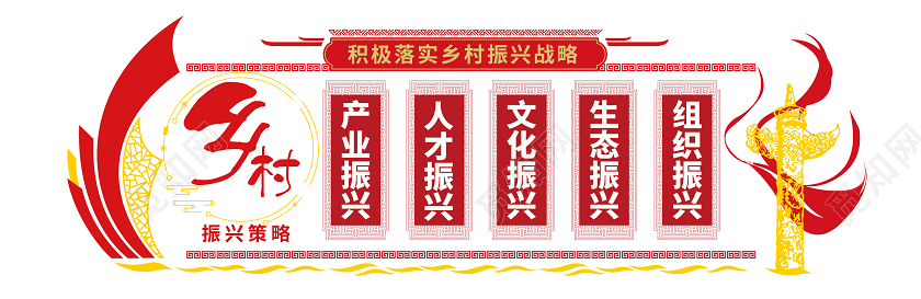 红色大气乡村振兴党建文化墙党政党课