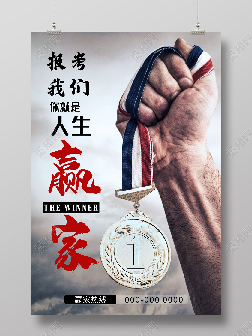 灰色大气报考我们你就是人生赢家高校招生海报