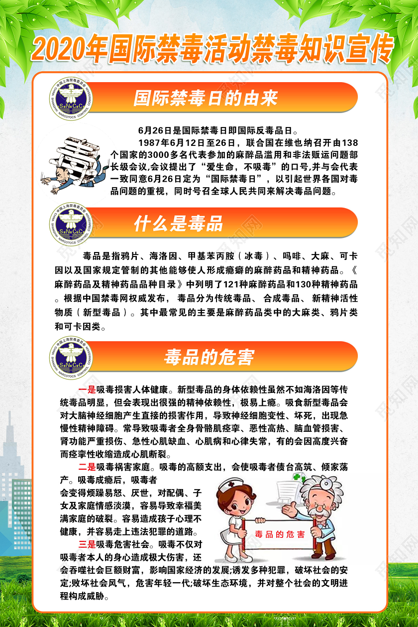 2020年禁毒6月26日国际禁毒日珍爱生命远离毒品知识海报