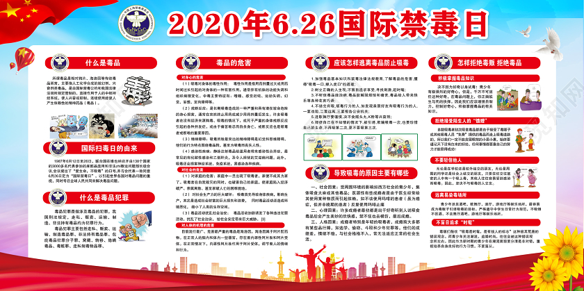 2020年6月26日国际禁毒日健康人生绿色无毒宣传展板禁毒