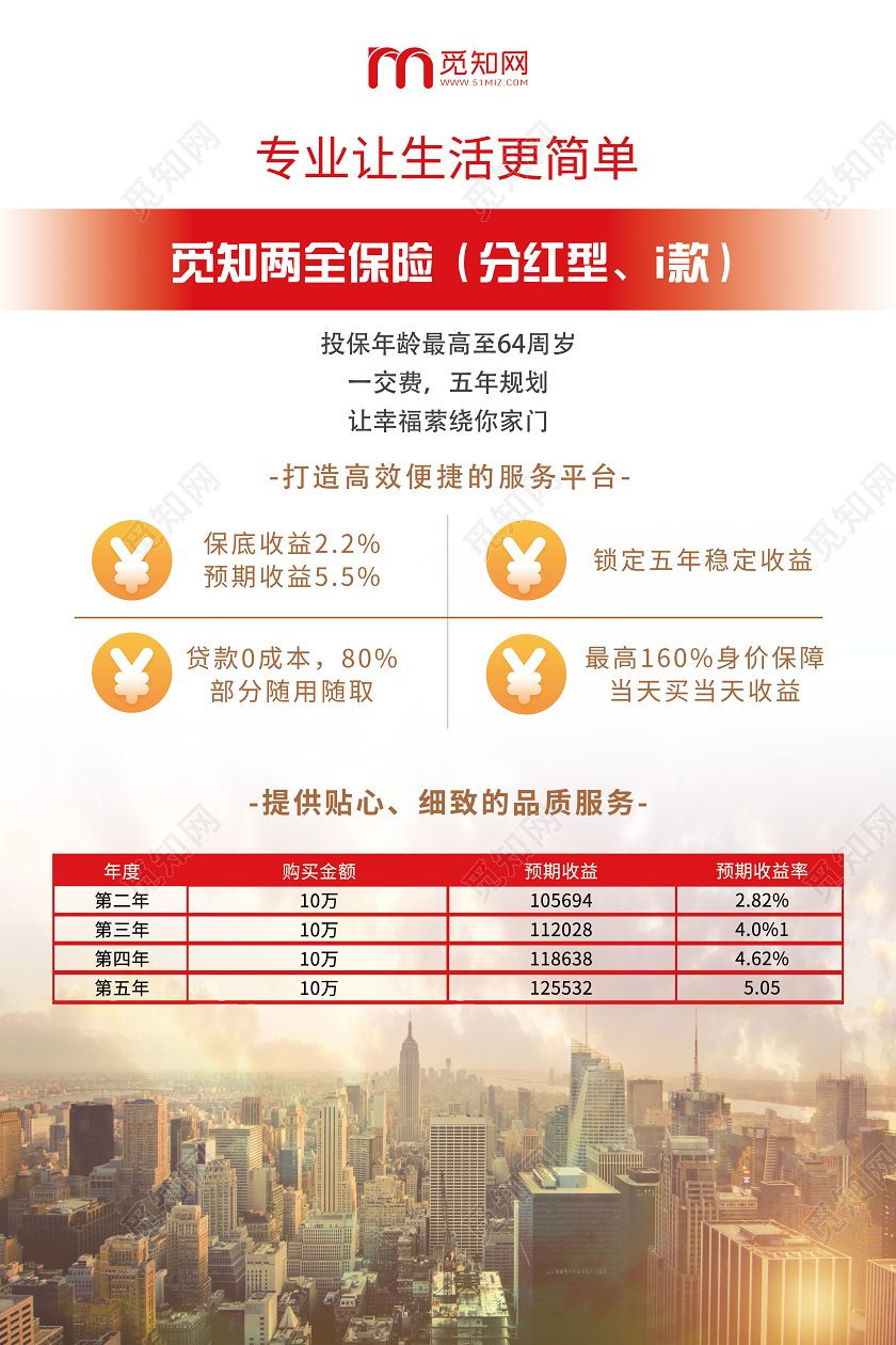 白色简约专业让生活更简单两全保险保险海报