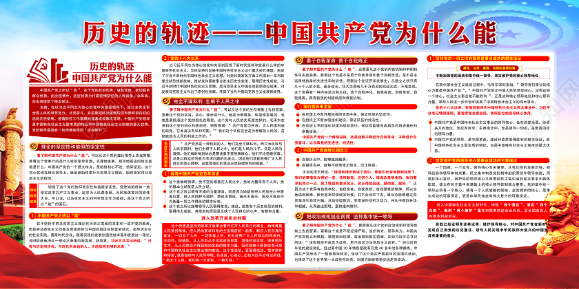 蓝色大气2020历史的轨迹党史党建党课党政展板宣传栏