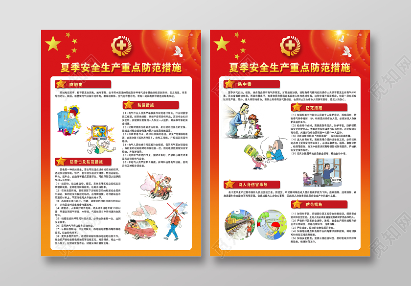 红色大气夏季安全生产重点防范措施宣传单