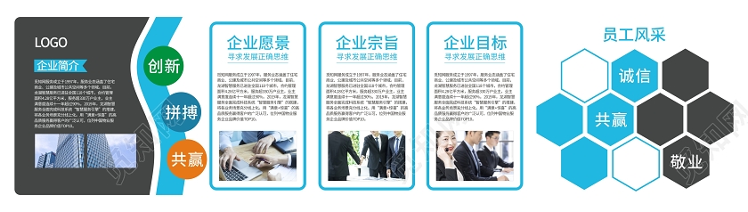 公司企业文化宣传励志商务文化墙