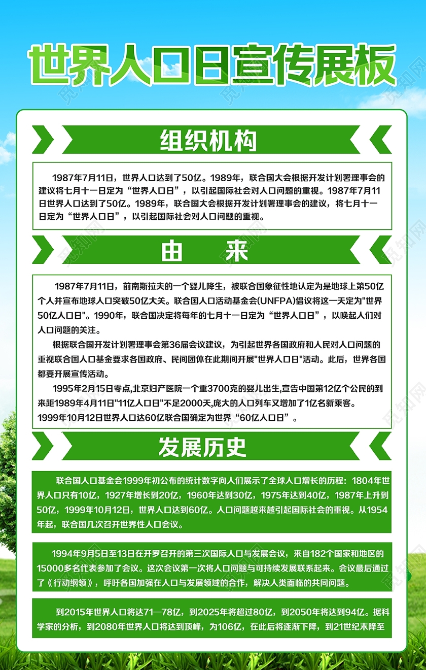世界人口日宣传海报提高人口素质控制人口增长