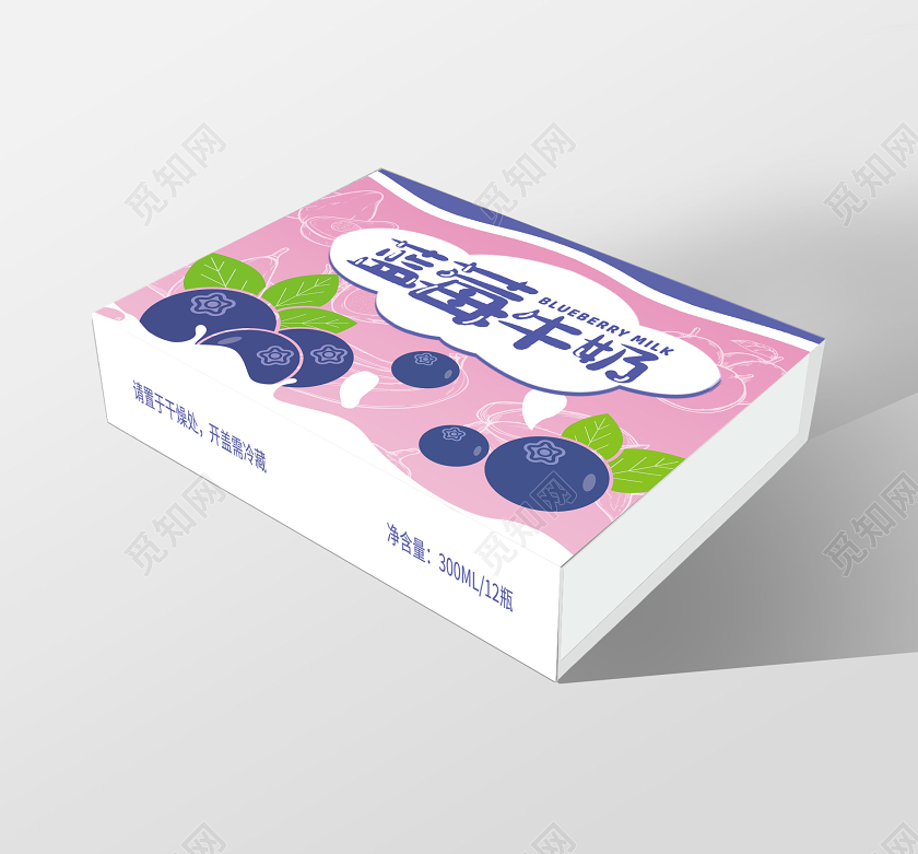 紫色卡通蓝莓牛奶包装盒牛奶水果