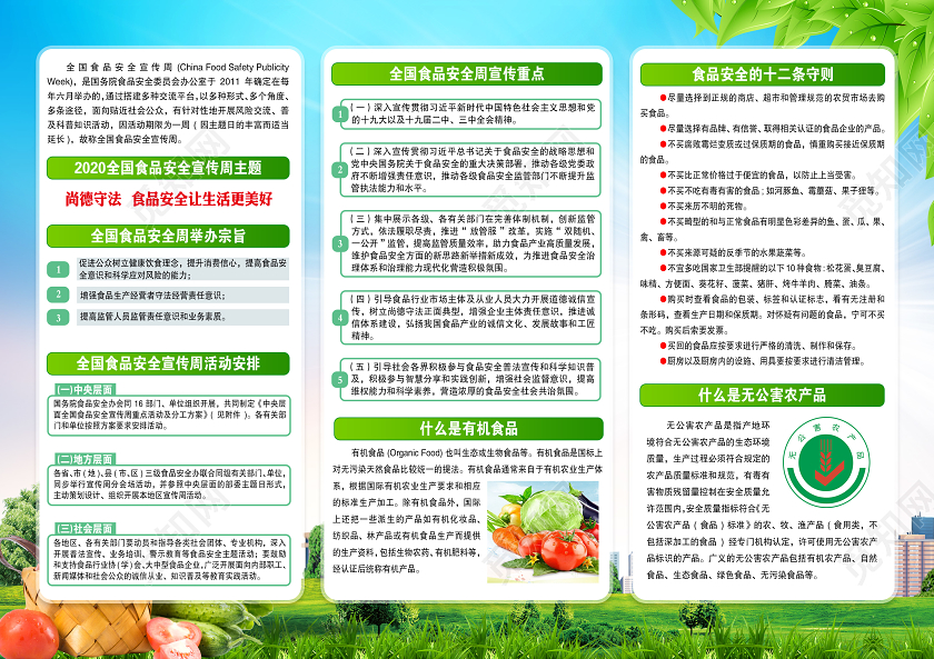 蓝色普及食品安全知识2020年全国食品安全宣传周宣传展板