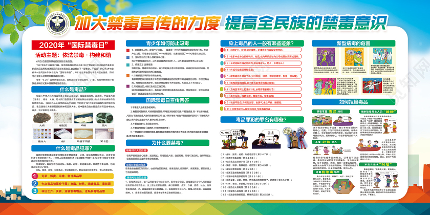 绿色简约2020年国际禁毒日依法禁毒构建和谐宣传展板绿色简约