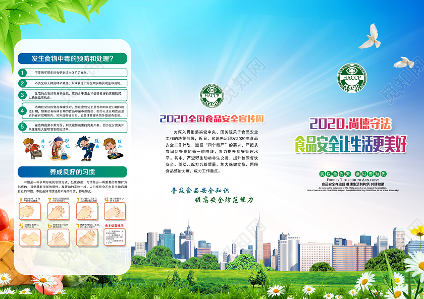 蓝色普及食品安全知识2020年全国食品安全宣传周宣传展板三折