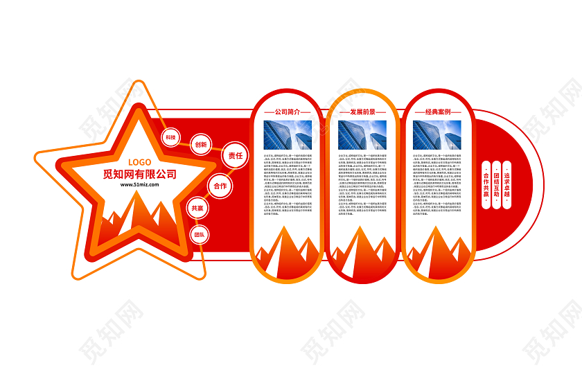 红色大气企业文化墙