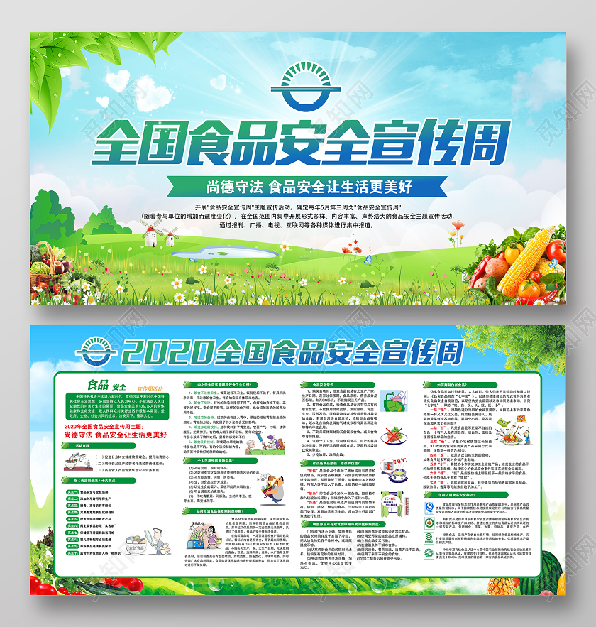 蓝色食品安全知识2020年全国食品安全宣传周宣传栏