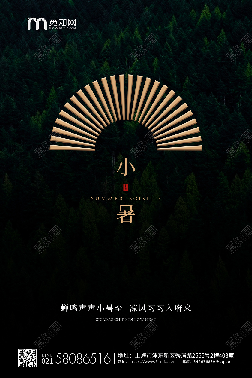 黑金简约小暑节气二十四节气宣传海报