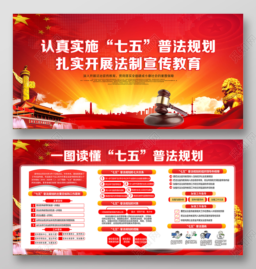 七五普法规划扎实开展法制宣传教育一图读懂七五普法宣传栏