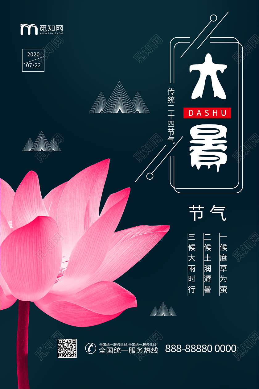 大暑小暑中国传统节气宣传海报