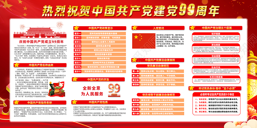 2020七一71建党节建党99周年宣传栏党建党政党课