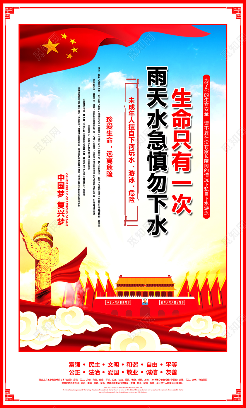 未成年人防范溺水珍爱生命宣传套图海报