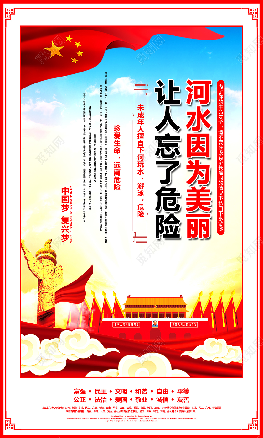 未成年人防范溺水珍爱生命宣传套图海报