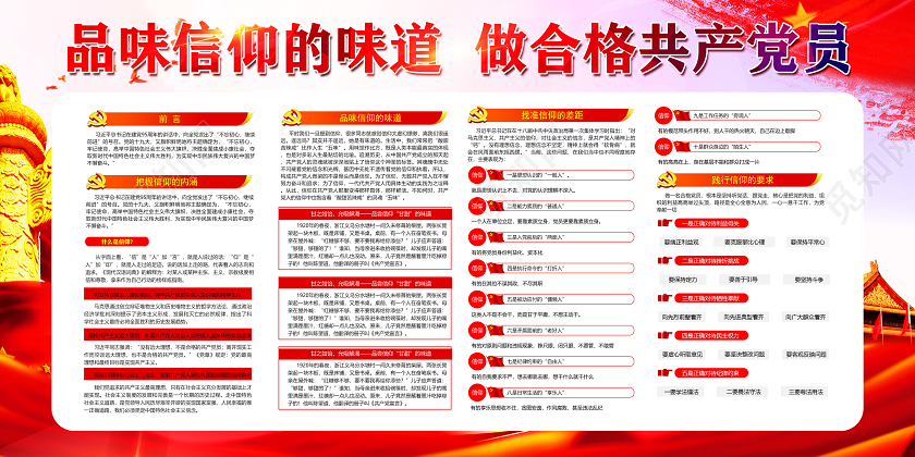 红色党建党政党课品味信仰的味道做合格共产党员宣传展板