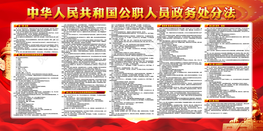 蓝色党建党政党课中华人民共和国公职人员政务处分法展板