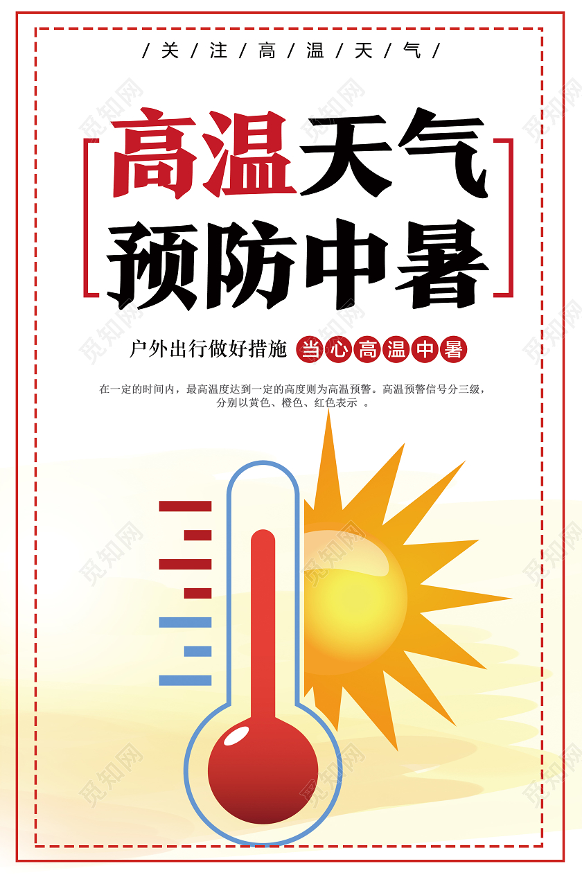 白色简约高温天气预防中暑夏季夏天预防中暑海报