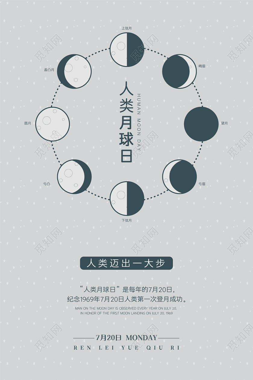 简约大气创意人类月球日宣传海报设计