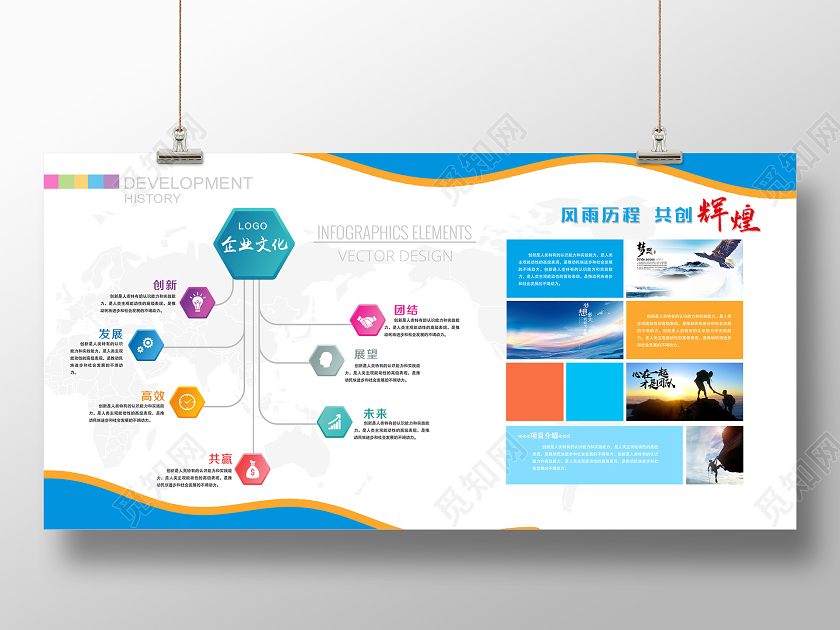 蓝色简洁企业文化展板公司企业文化展板