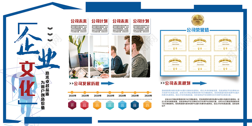 蓝色简洁企业文化展板公司企业文化展板