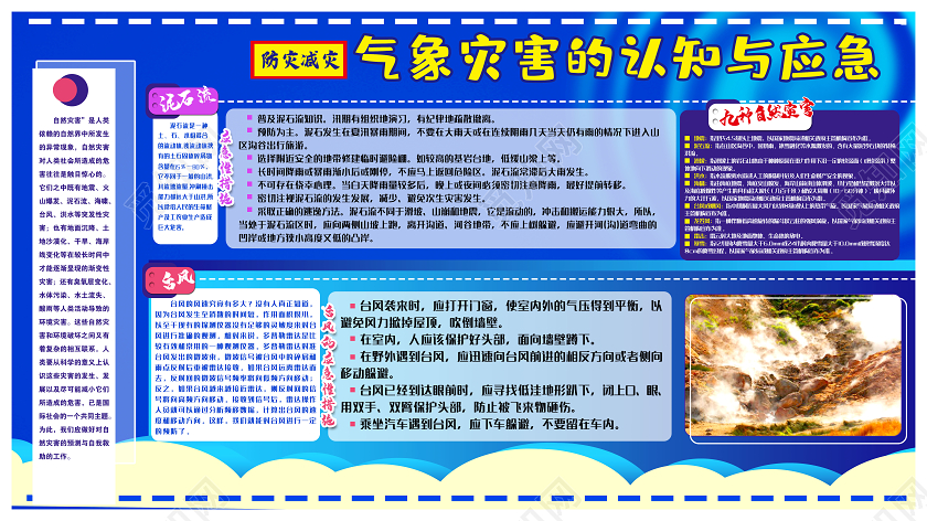蓝色大气气象灾害的认知与应急泥石流展板