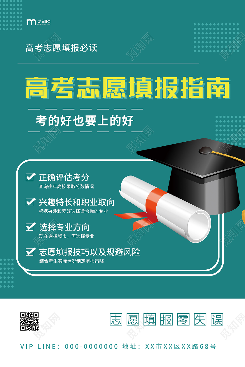 绿色简约高考志愿填报指南海报