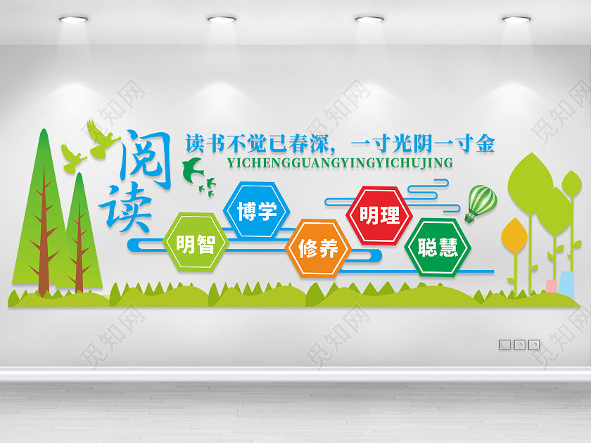 阅读校园文化墙学读书不觉夜已深文化墙