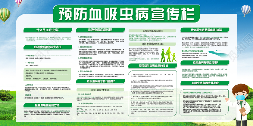 简约血吸虫病防控宣传展板