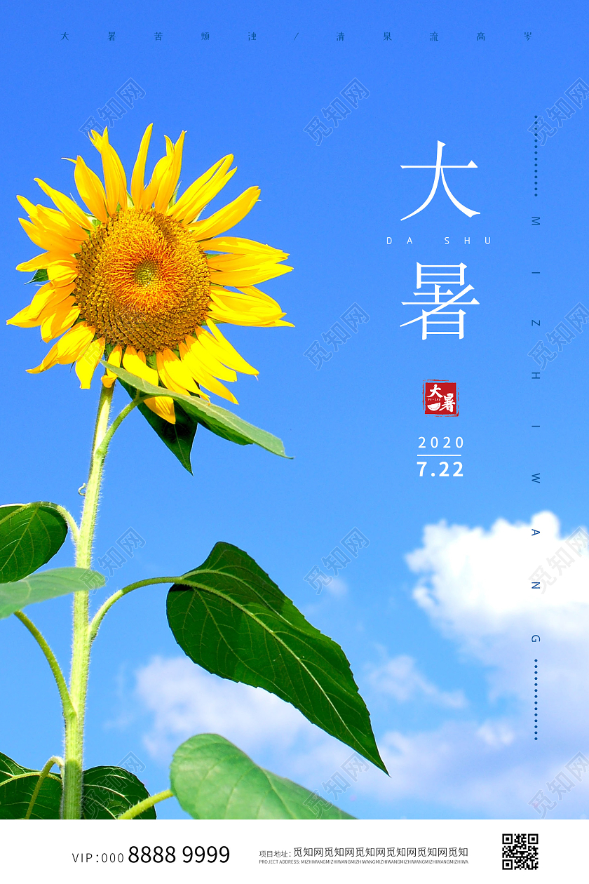 简约大气唯美二十四节气大暑海报24二十四节气处暑