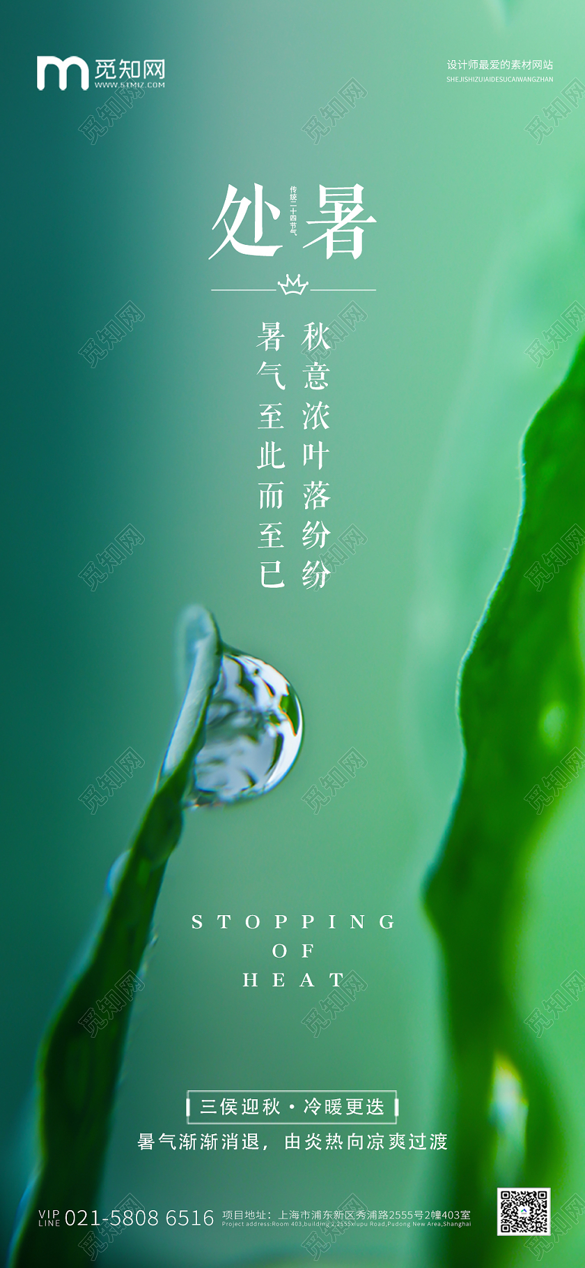 绿色简约二十四节气处暑宣传海报