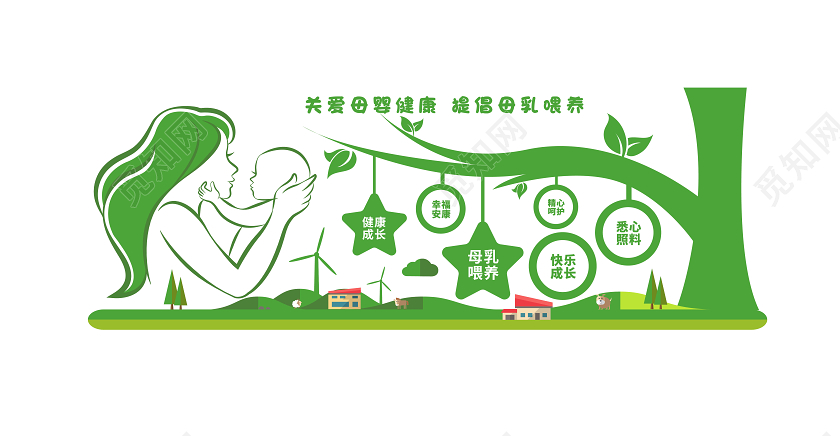 绿色清新母乳喂养宣传文化墙