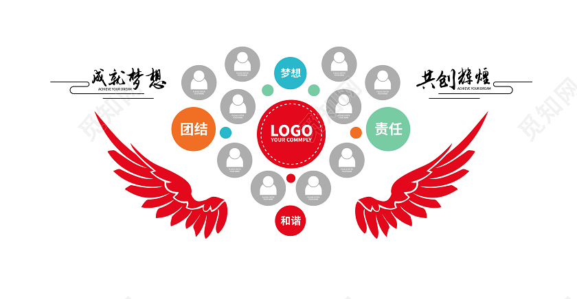 红色员工风采企业照片墙